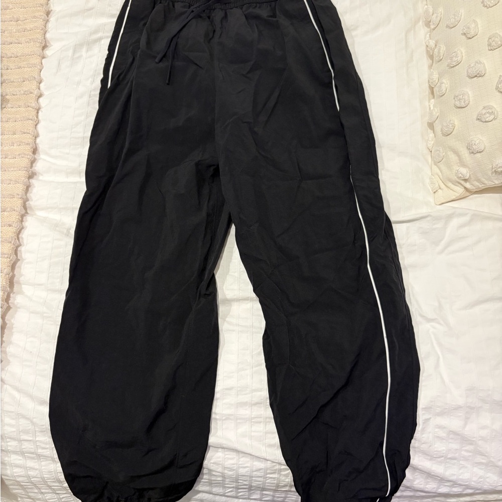 Lululemon Black Track Pants with White Piping